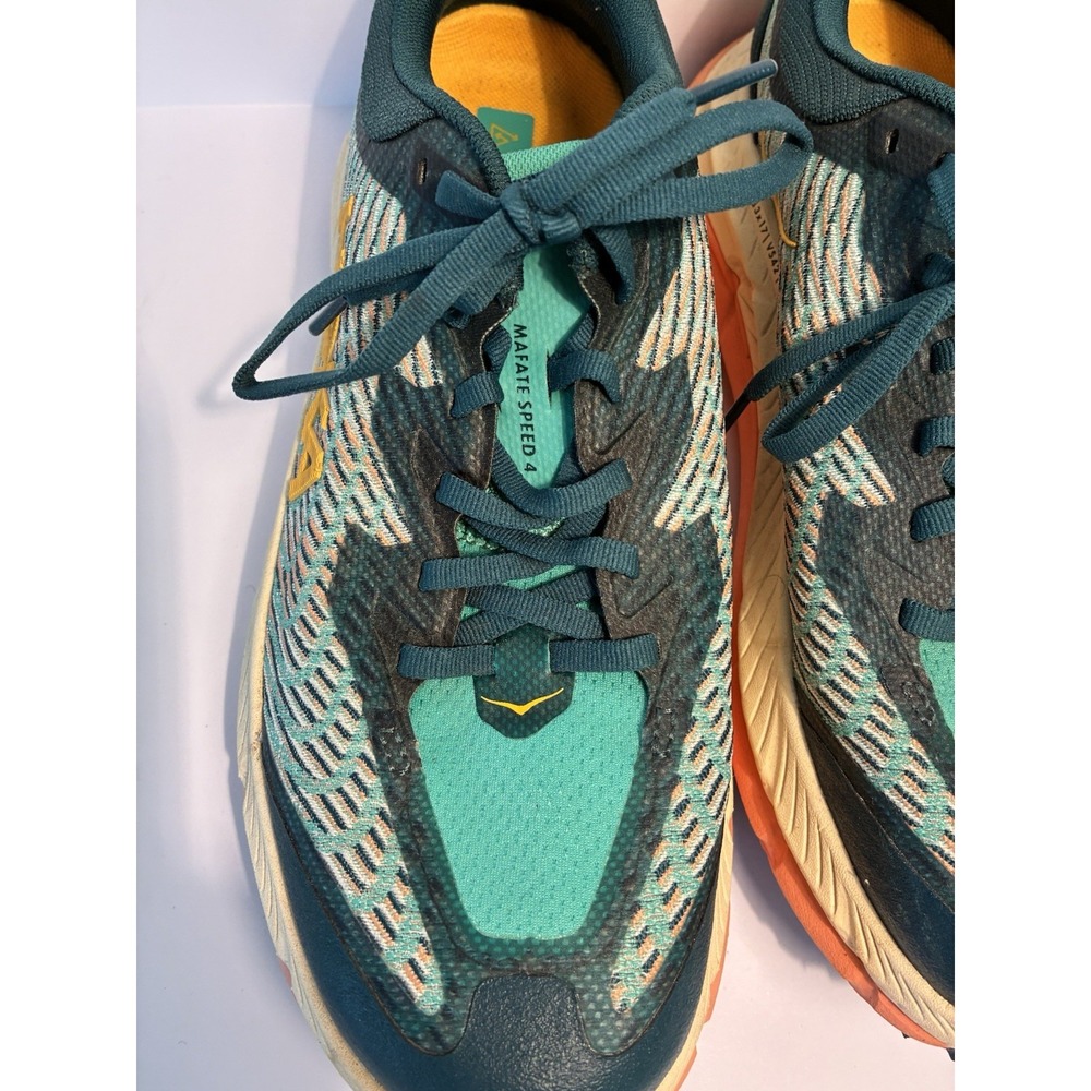 Hoka Mafate Speed 4 Trail Running Shoes‎ Vibram MegaGrip Teal Orange W 8.5 - Picture 8 of 8